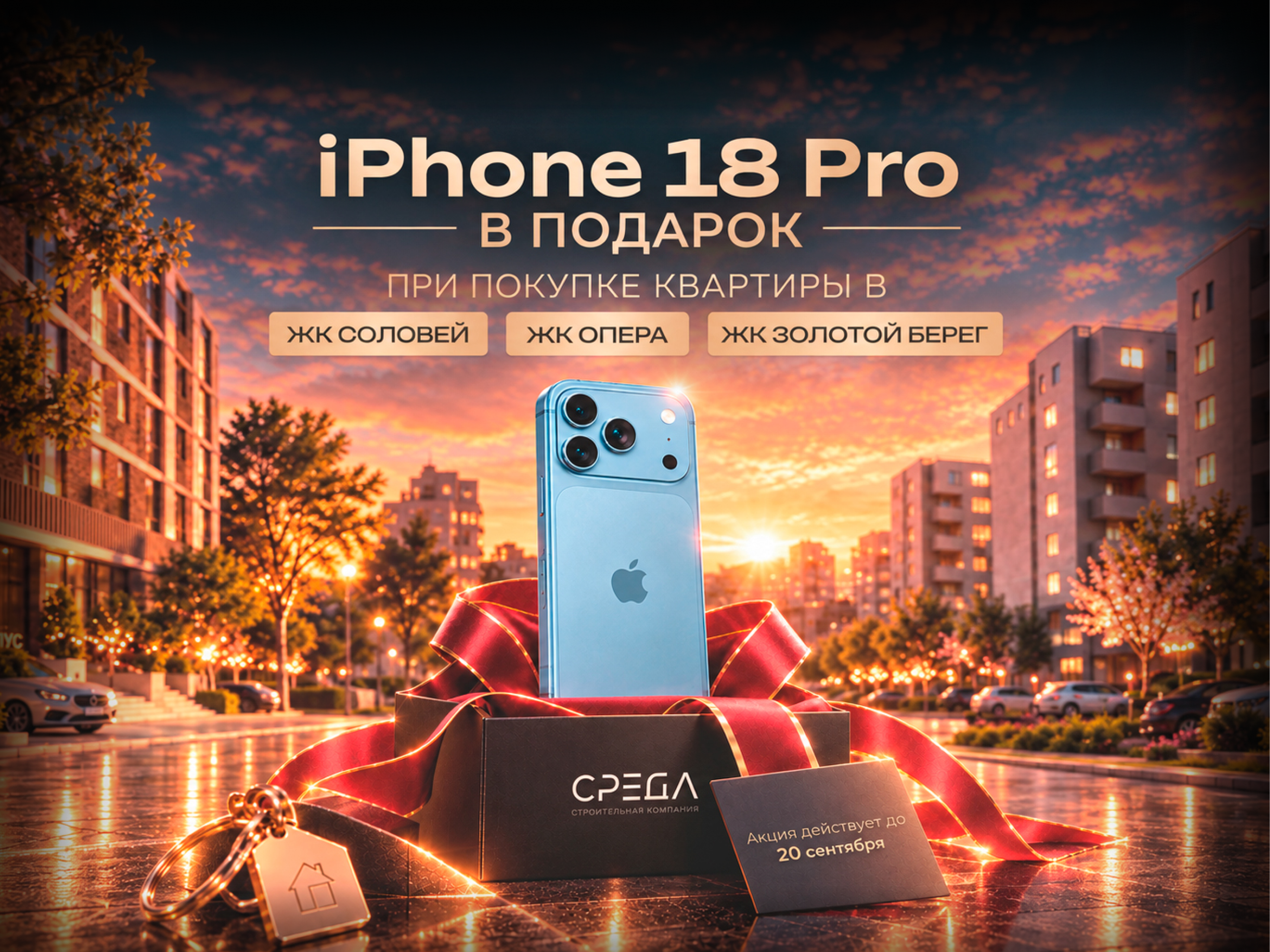 Новая квартира, скидка 10% и iPhone 18 Pro в подарок.